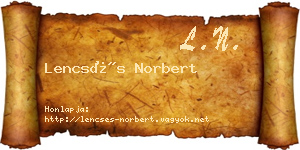 Lencsés Norbert névjegykártya